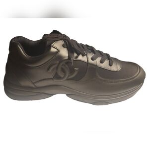 Brand New CHANEL Uniform Men's Sneakers, Size 11.5US/45EU, Black/Black
